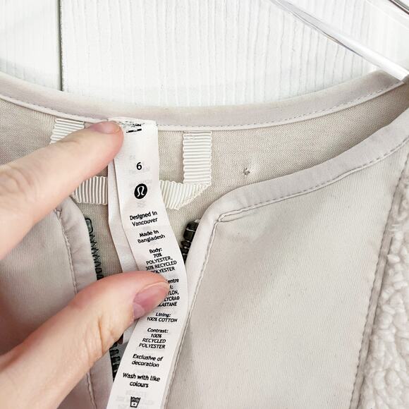 Lululemon Collarless Textured Fleece Full Zip in White Opal - Picture 3 of 8